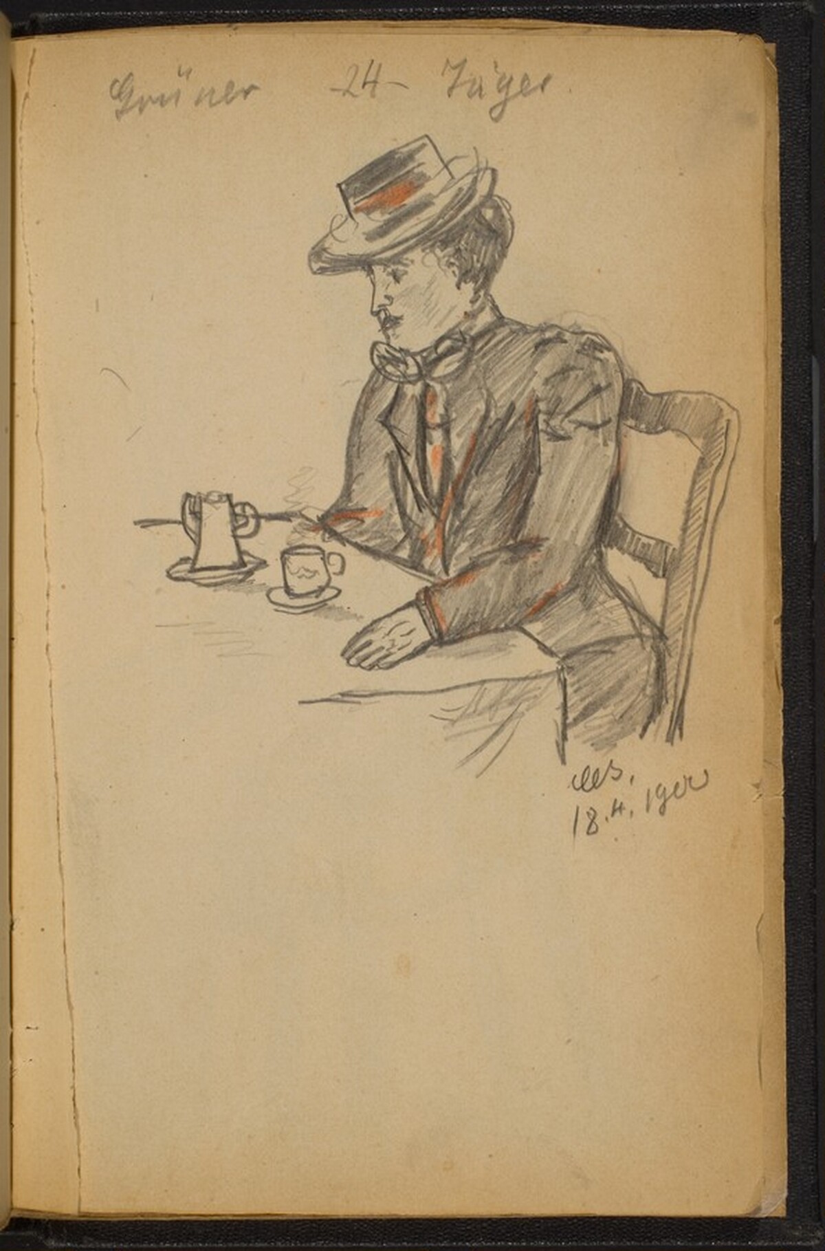 Woman at a Table Drinking Tea by Max Beckmann