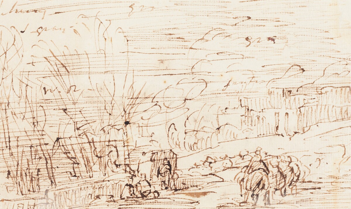 Figures in a Landscape [verso] by Thomas Barker