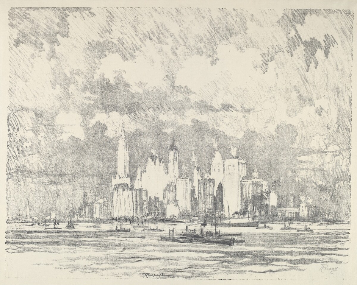 New York From Ellis Island by Joseph Pennell