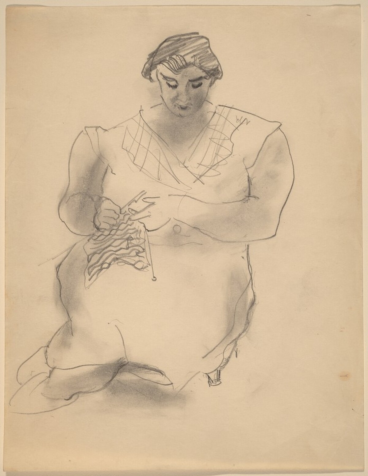 Woman on Seat Cushion, Knitting by Mark Rothko