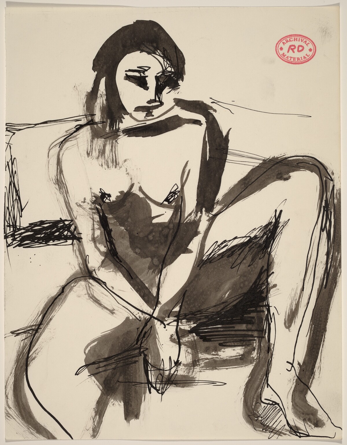 Untitled [front view of seated female nude] by Richard Diebenkorn