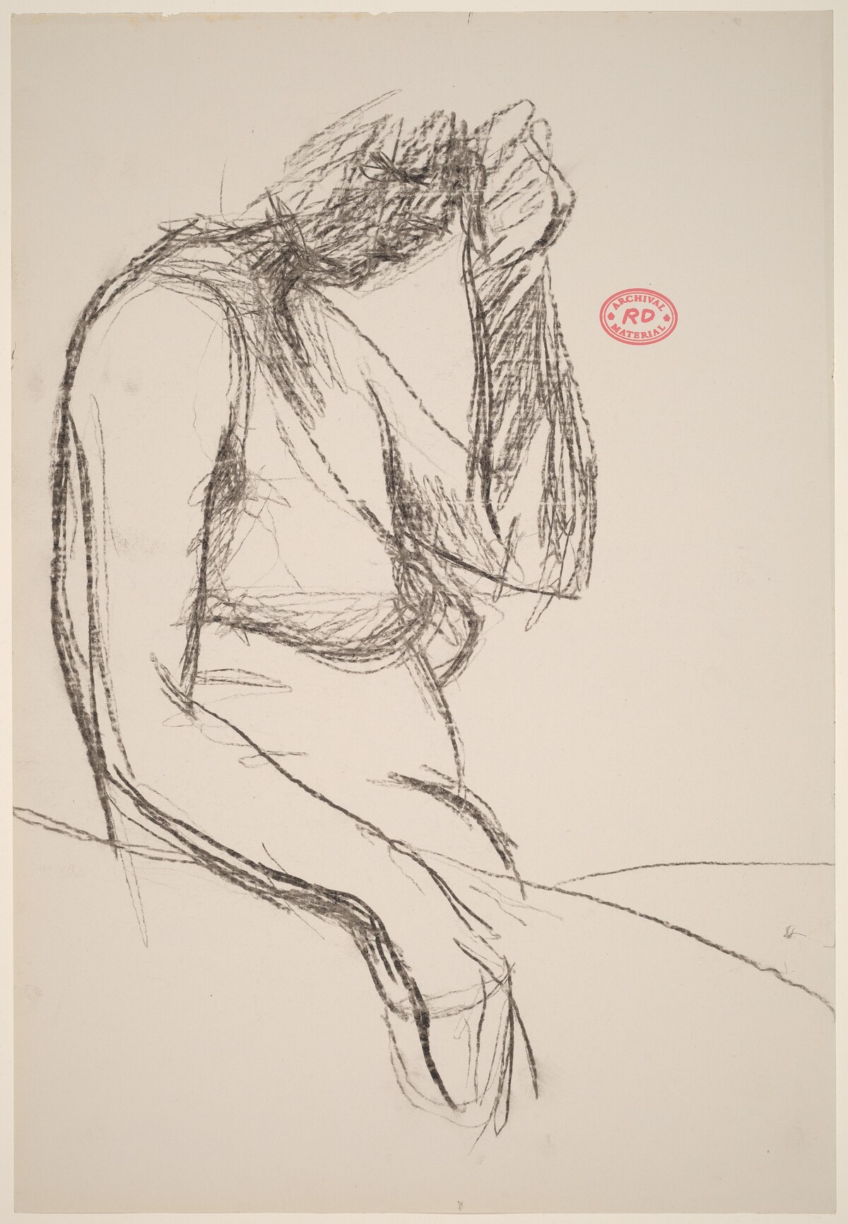 Untitled [female nude with left hand to temple] by Richard Diebenkorn