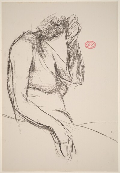 Untitled [female nude with left hand to temple]