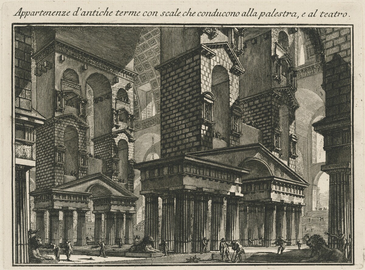 Appartenenze d'antiche terme con scale che conducono alla palestar, e al teatro by Giovanni Battista Piranesi