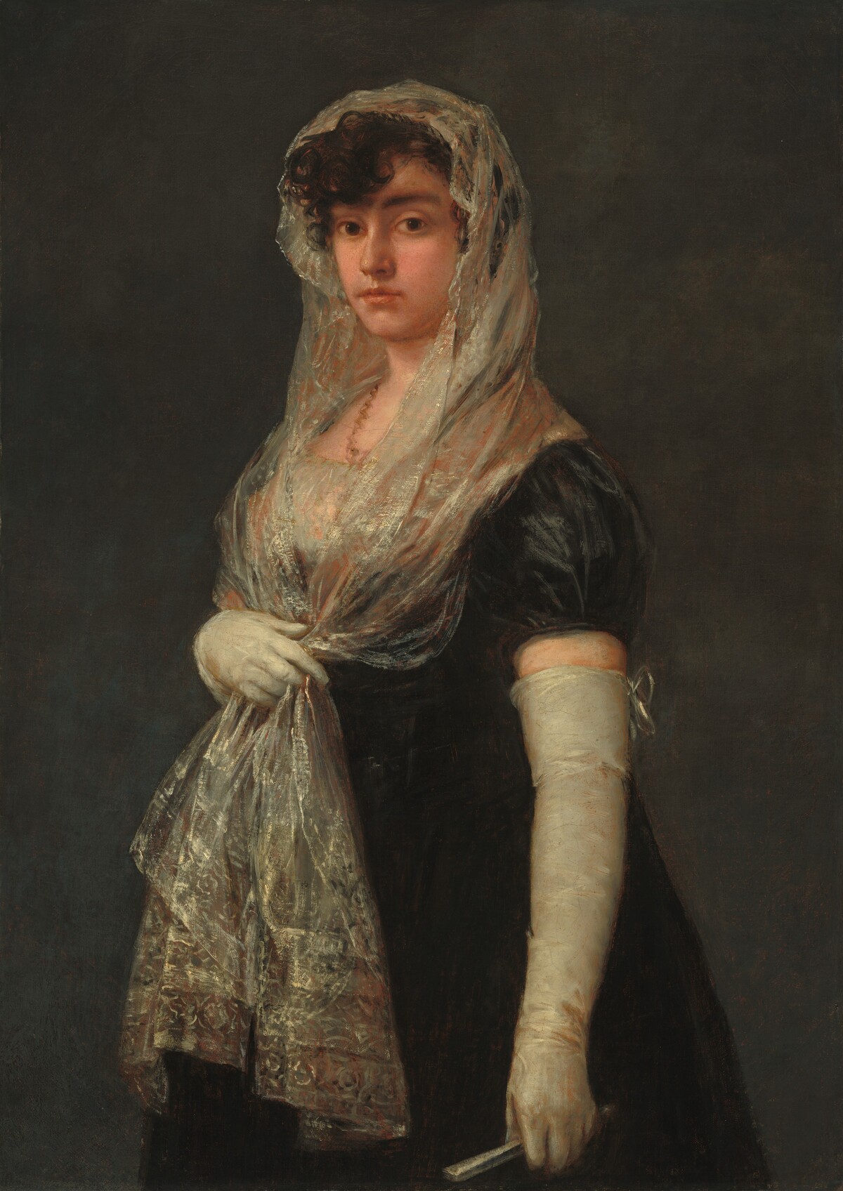 Young Lady Wearing a Mantilla and Basquina by Francisco Goya