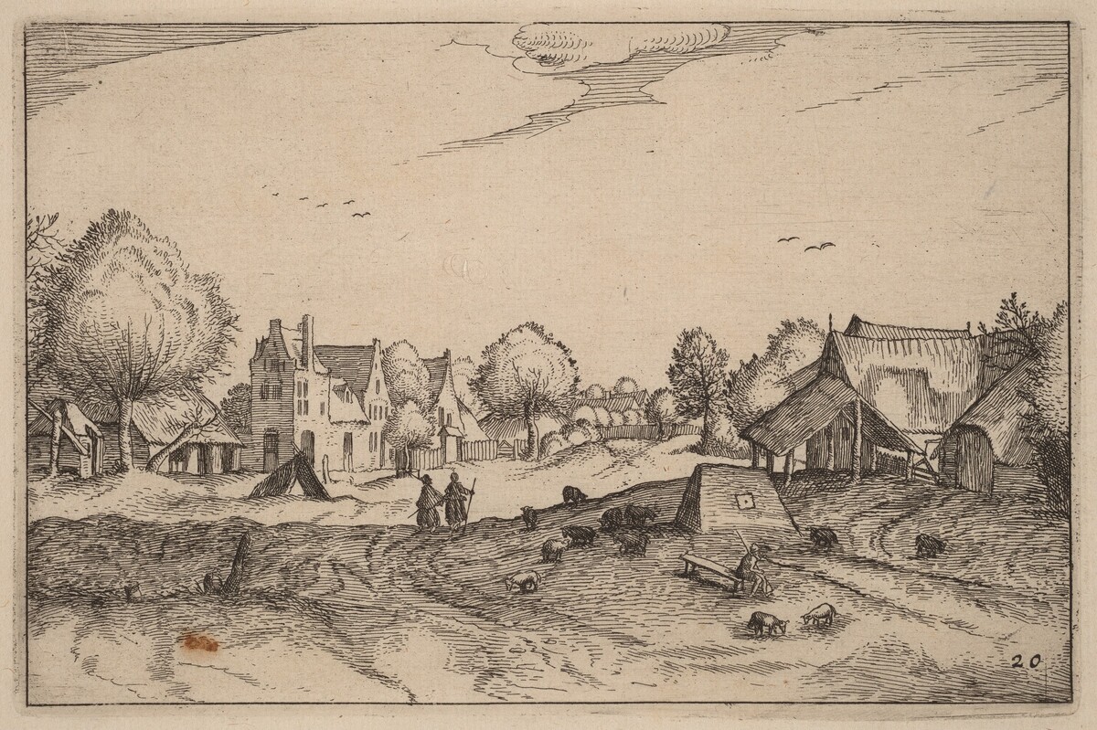 Village Road by Claes Jansz Visscher after Johannes van Doetechum, the Elder after Lucas van Doetechum after Master of the Small Landscapes