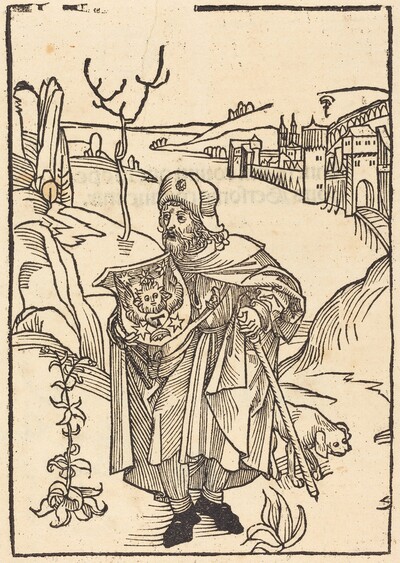 Gerson as Pilgrim with Town in Background