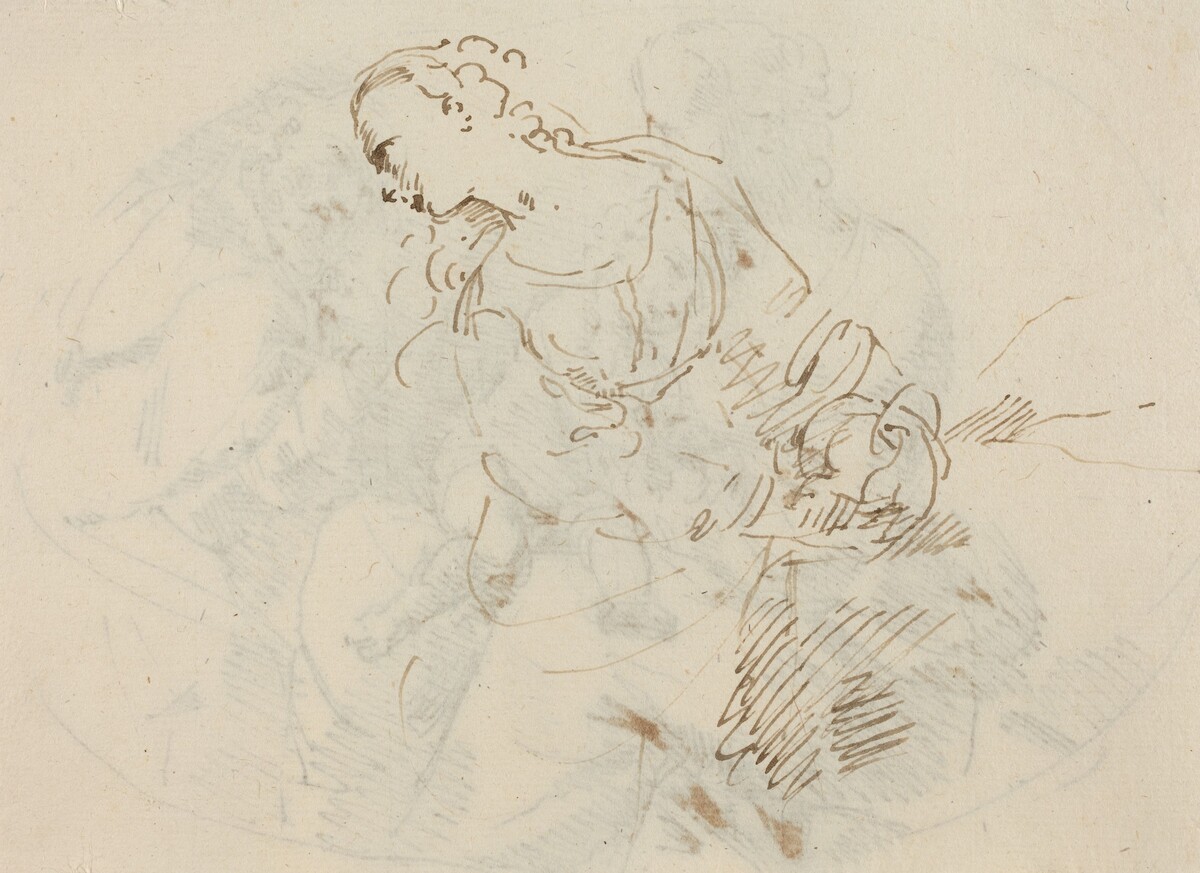 Female Figure (Penitent Magdalene?) [verso] by Attributed to Donato Creti