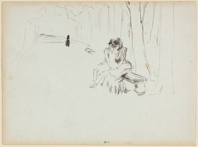 a) On the Park Bench (recto); b) Sketch of a Woman (verso)