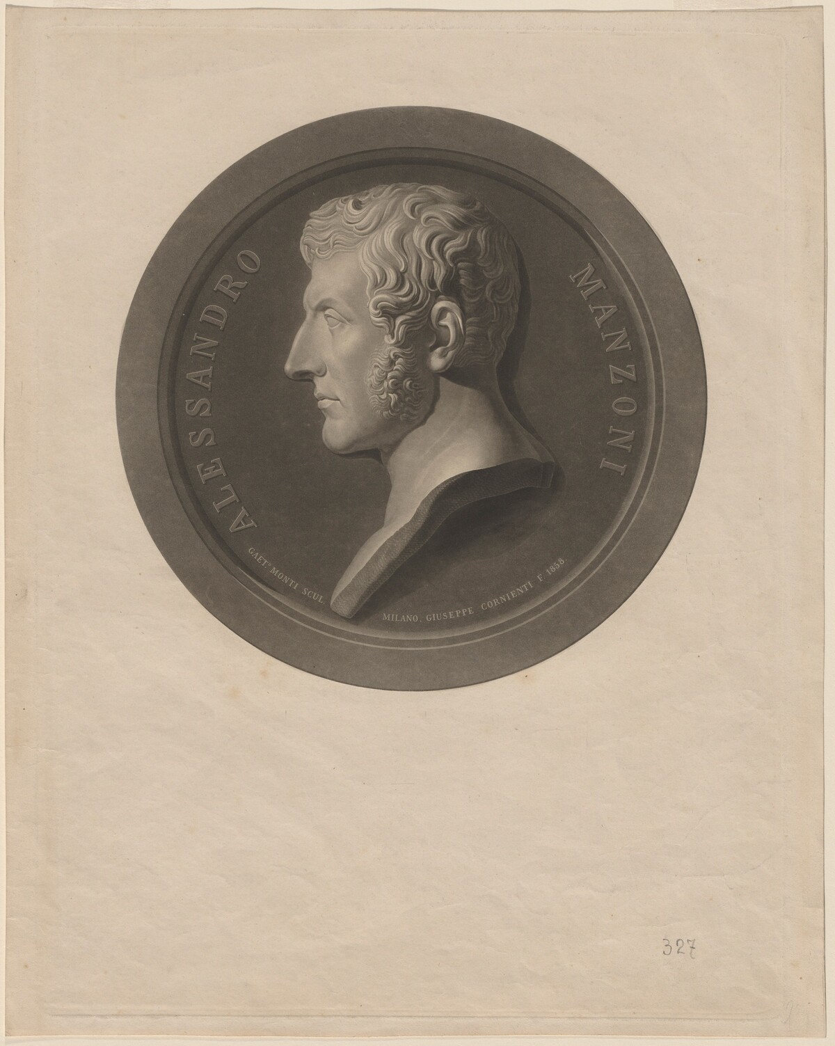 Alessandro Manzoni by Giuseppe Cornienti, after Gaetano Monti