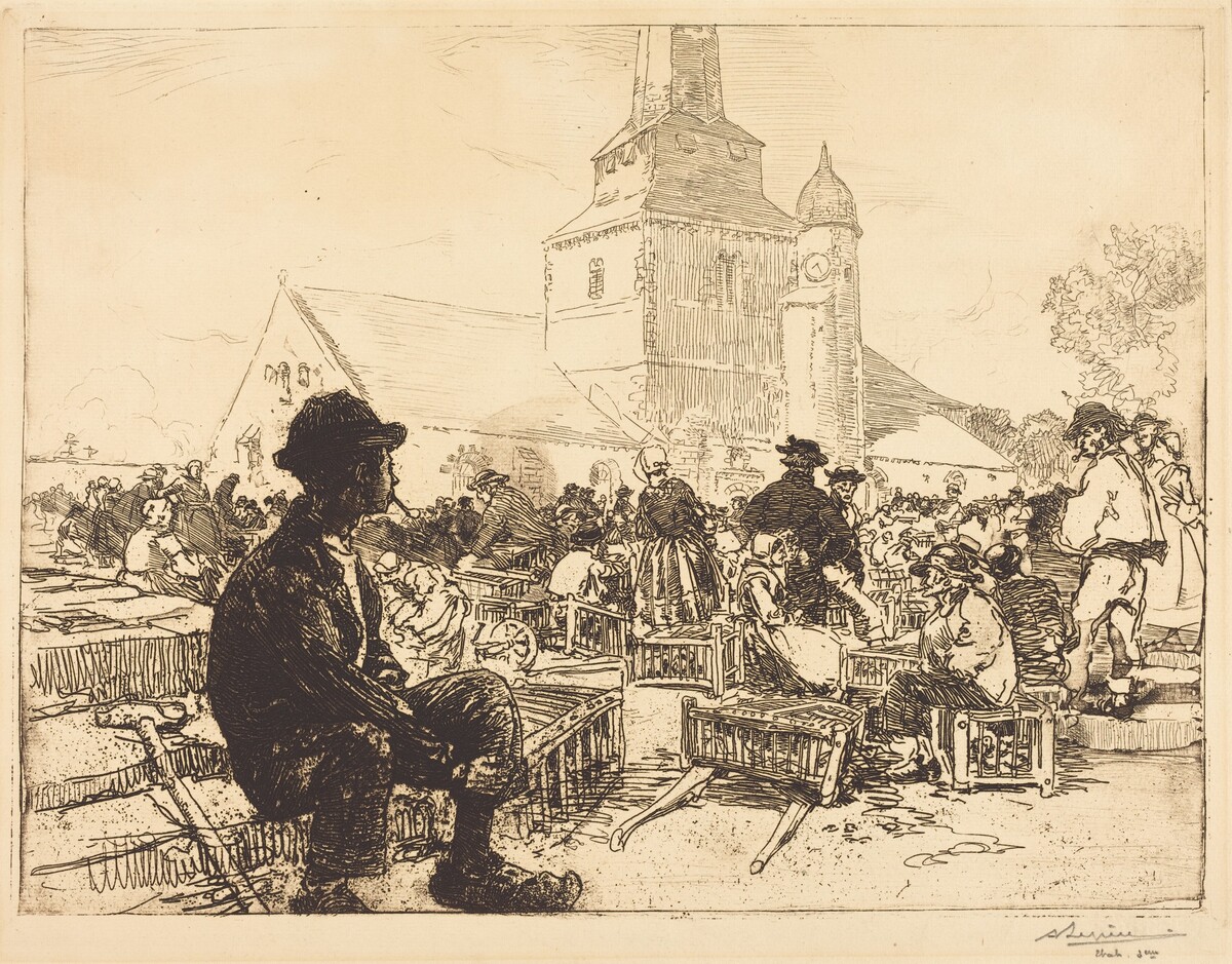 Poultry Market at St.-Jean-de-Mont (Marche a la volaille, a St.-Jean-de-Mont) by Auguste Lepère