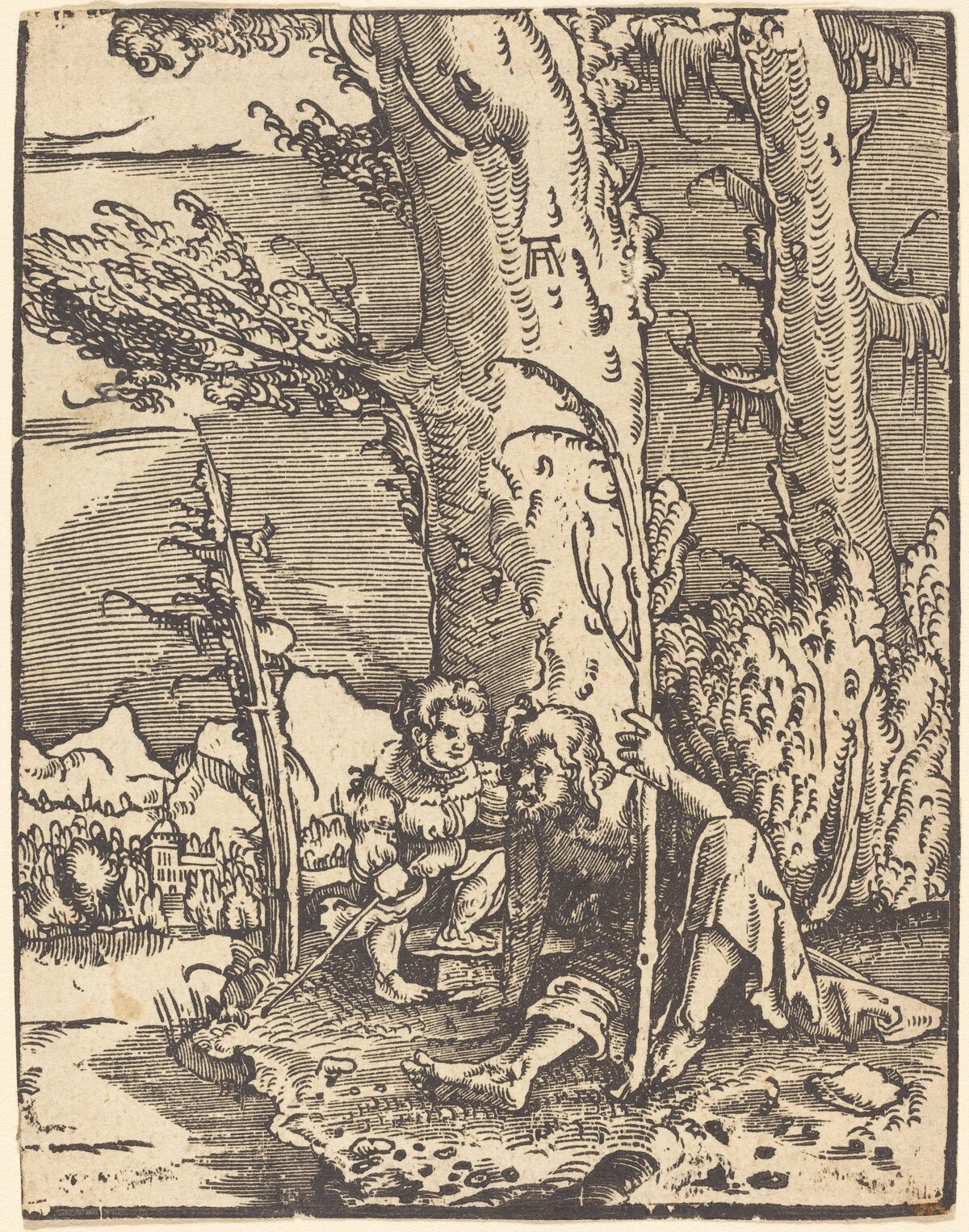 Saint Christopher Seated by a River Bank by Albrecht Altdorfer