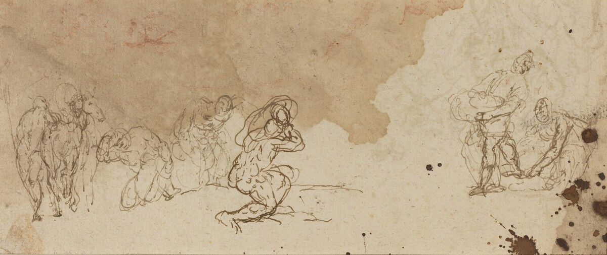 Studies of Figures for an Adoration of the Magi [verso] by Attributed to Donato Creti