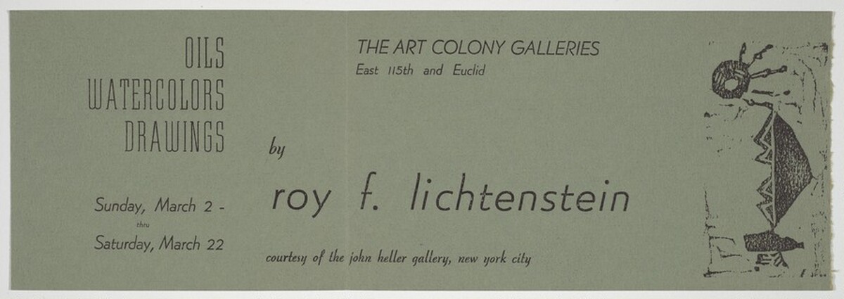 The Art Colony Galleries Announcement by Roy Lichtenstein