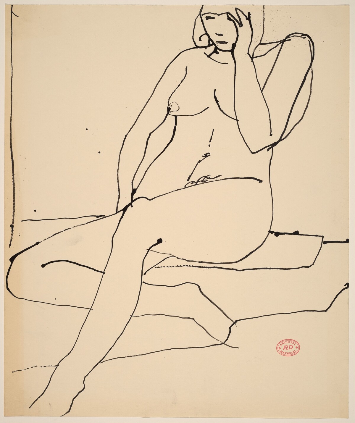 Untitled [seated nude touching her left temple] by Richard Diebenkorn