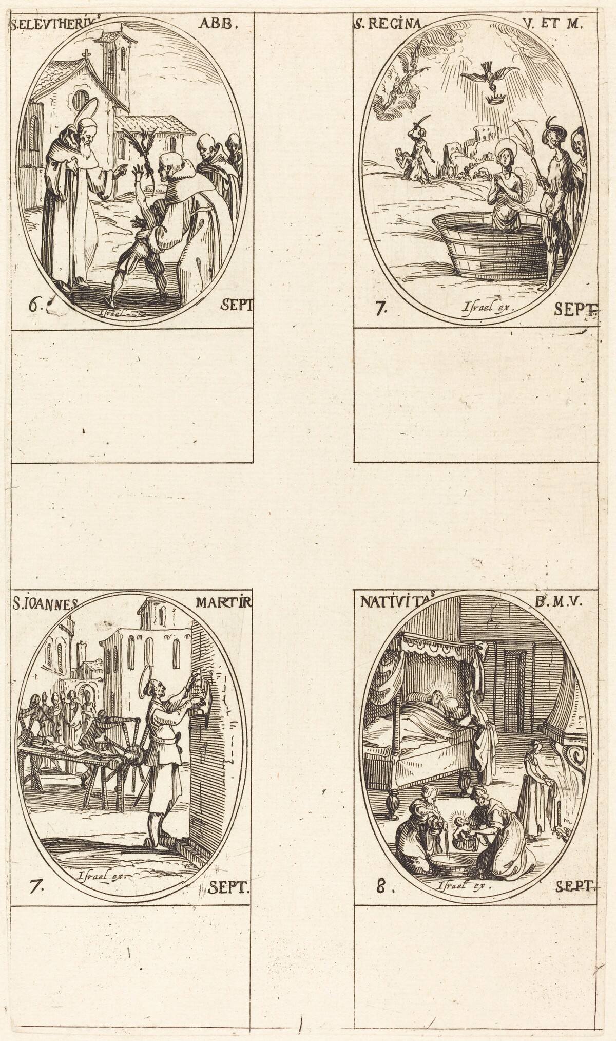 St. Eleutherius, Abbot; St. Regina; St. John; The Nativity of the Virgin by Jacques Callot