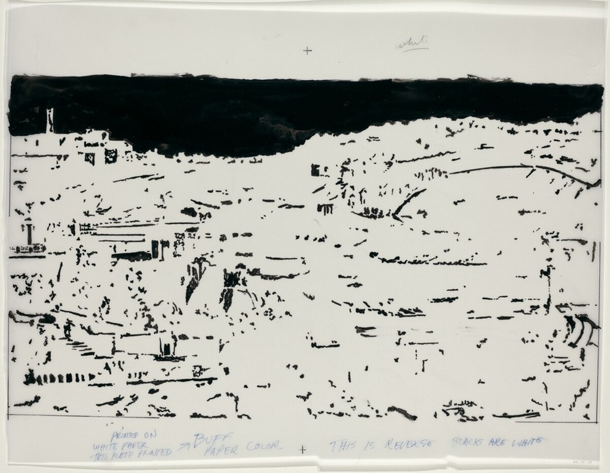 Drawing for "Jerusalem, Temple Mount" by Philip Pearlstein