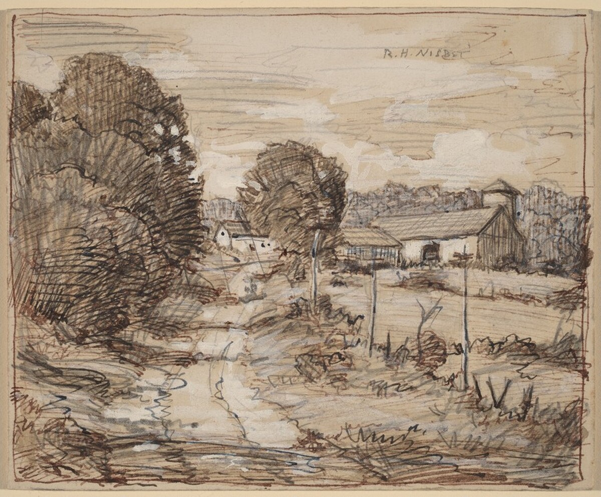 Farm Buildings [recto] by Robert Hogg Nisbet