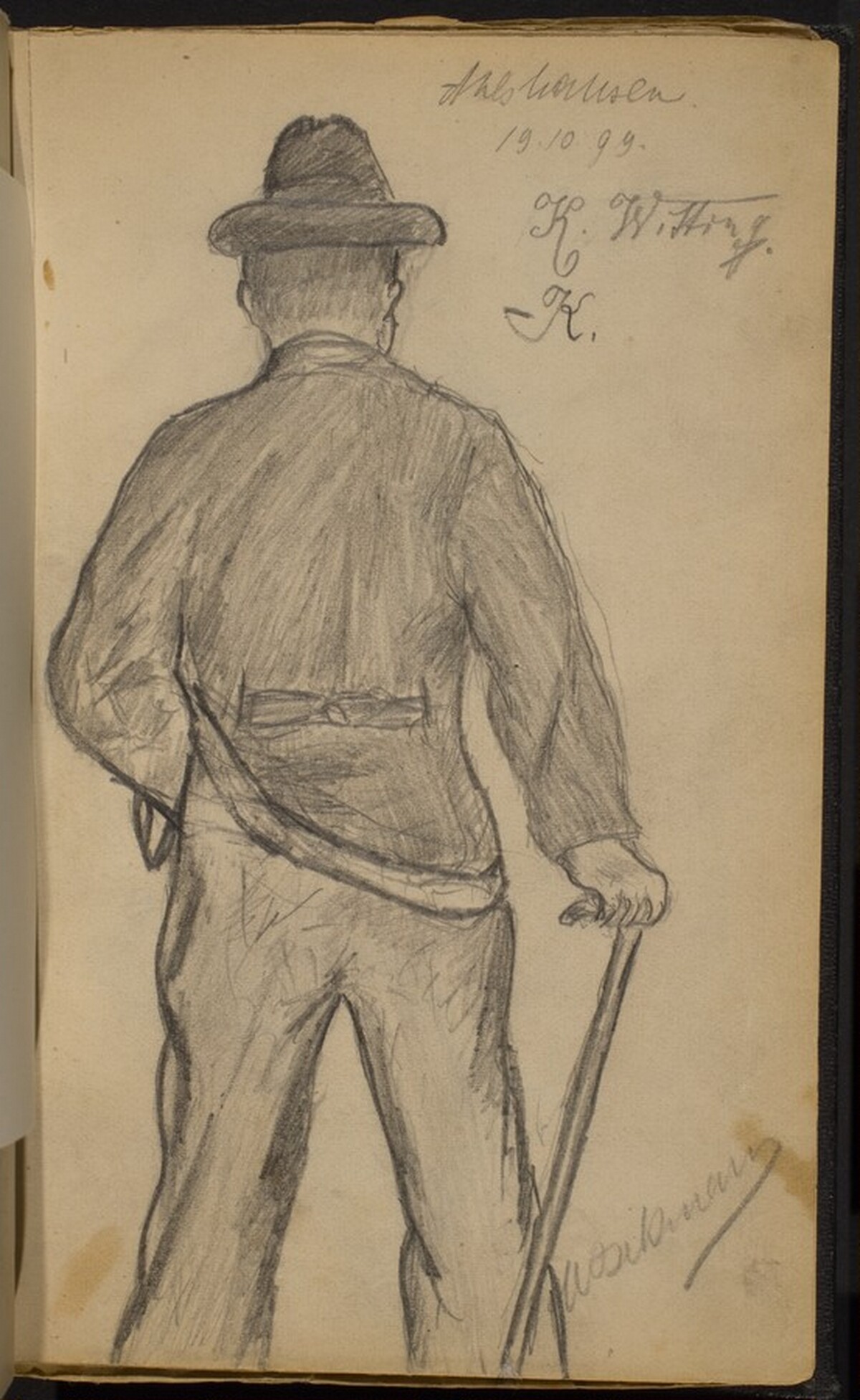 Man with Cane seen from Behind by Max Beckmann
