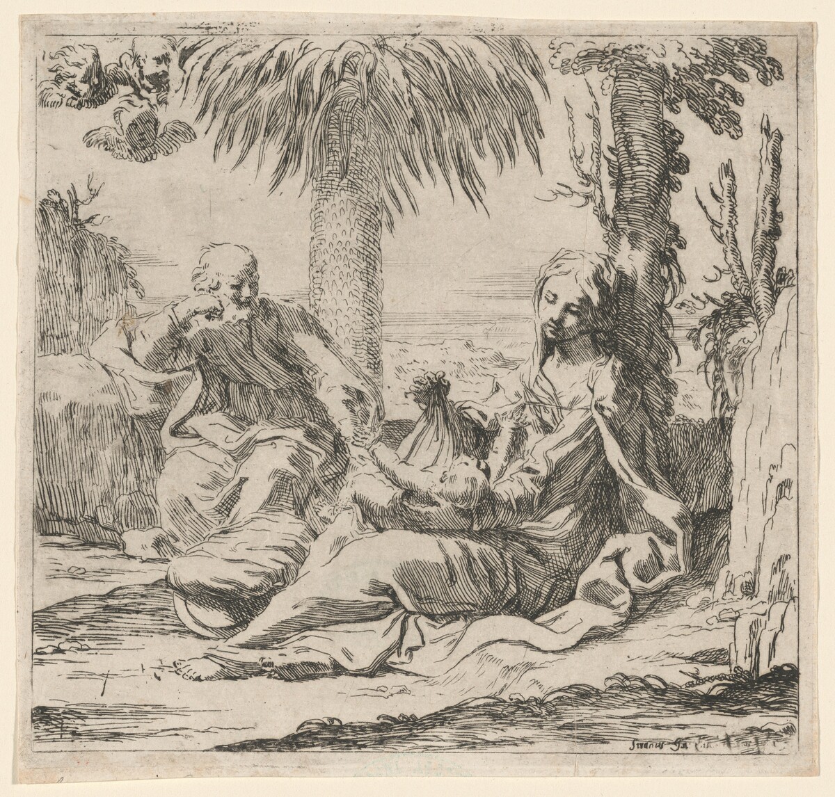 Rest on the Flight into Egypt by Elisabetta Sirani