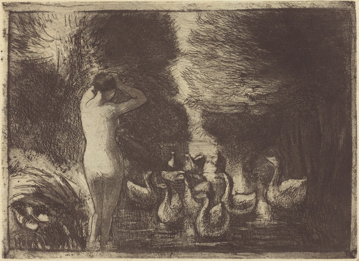 Baigneuse aux oies (Bathers with Geese) by Camille Pissarro