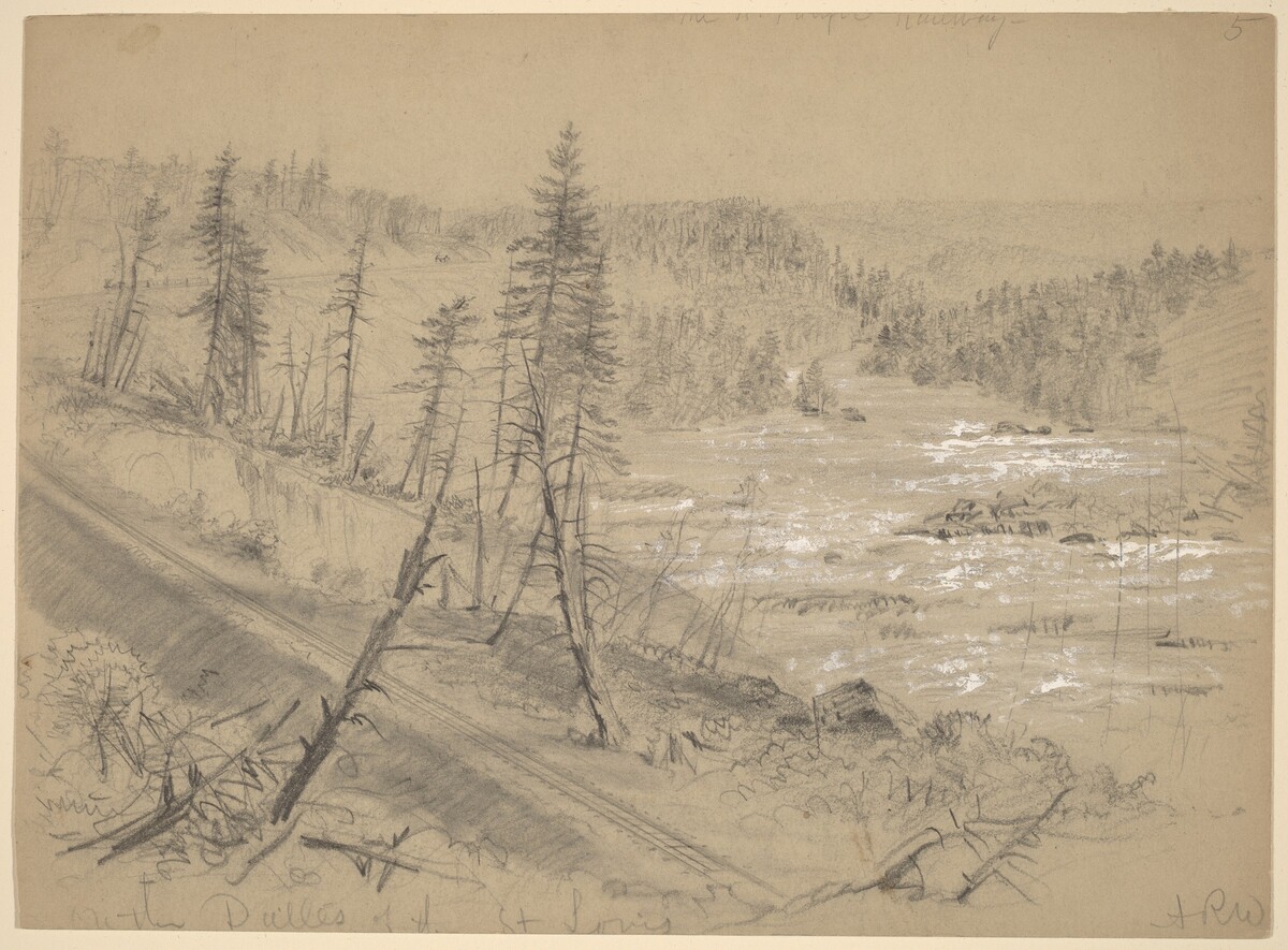 Railroad on the Dalles of the St. Louis by Alfred R. Waud