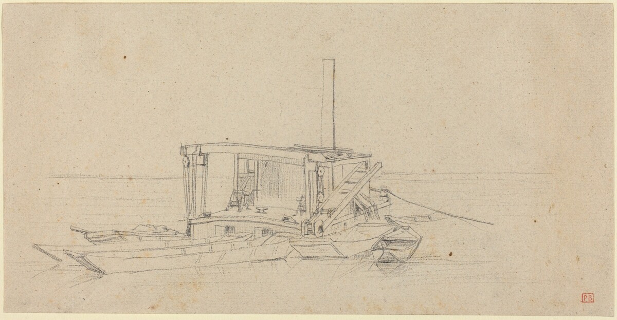 River Dredges and Lighters by Charles Meryon