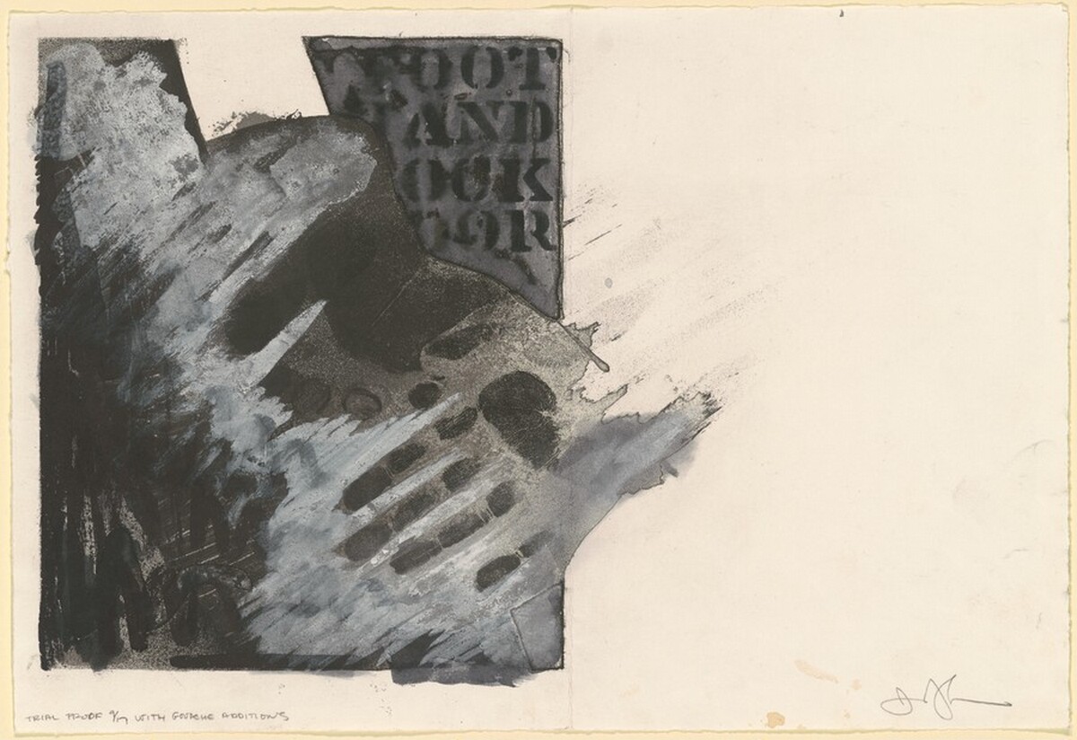HandFootSockFloor [trial proof 9] by Jasper Johns