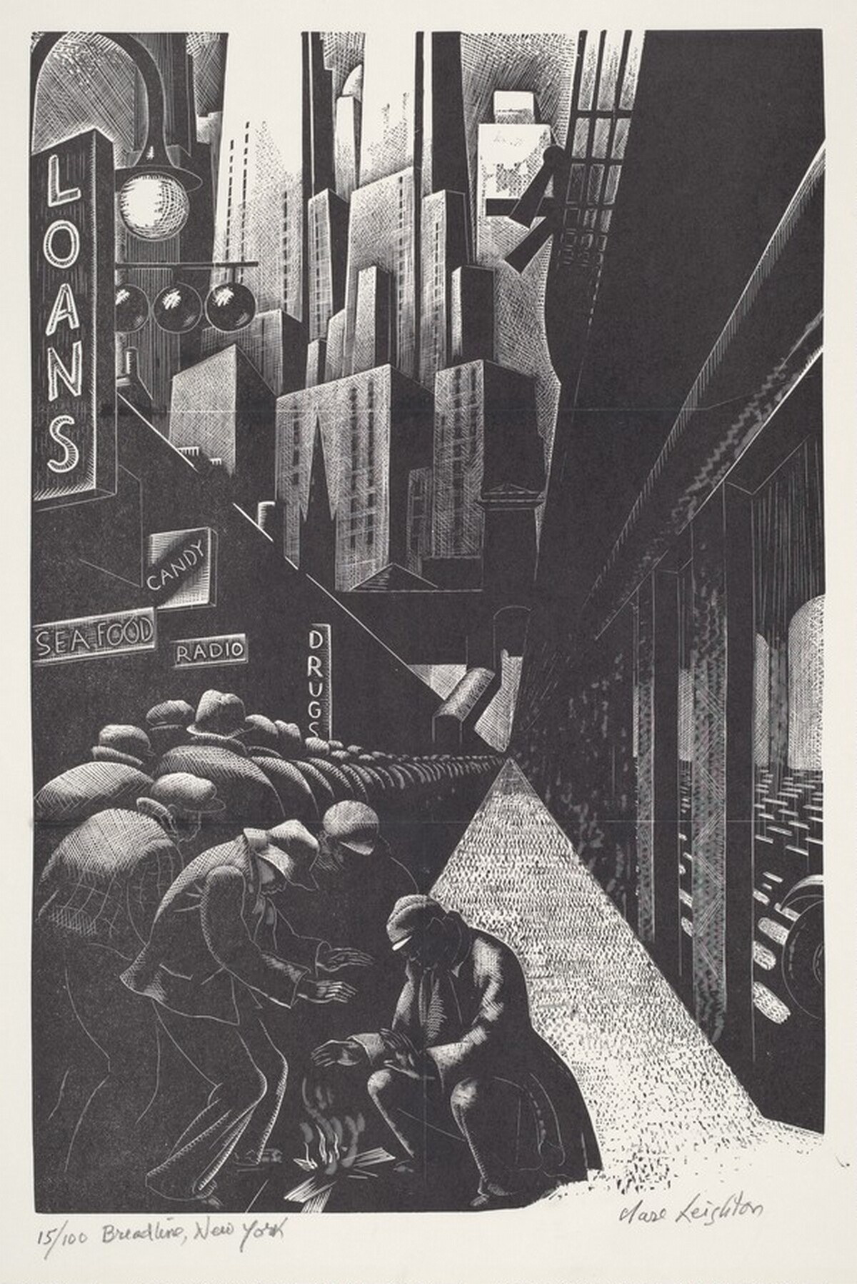 Breadline, New York by Clare Leighton