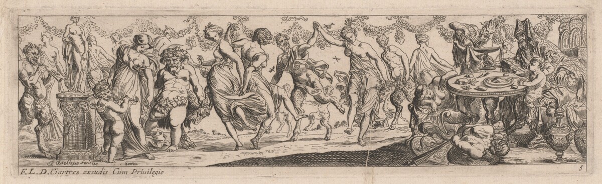 Dancing Nymphs and Satyrs by Pierre Brebiette