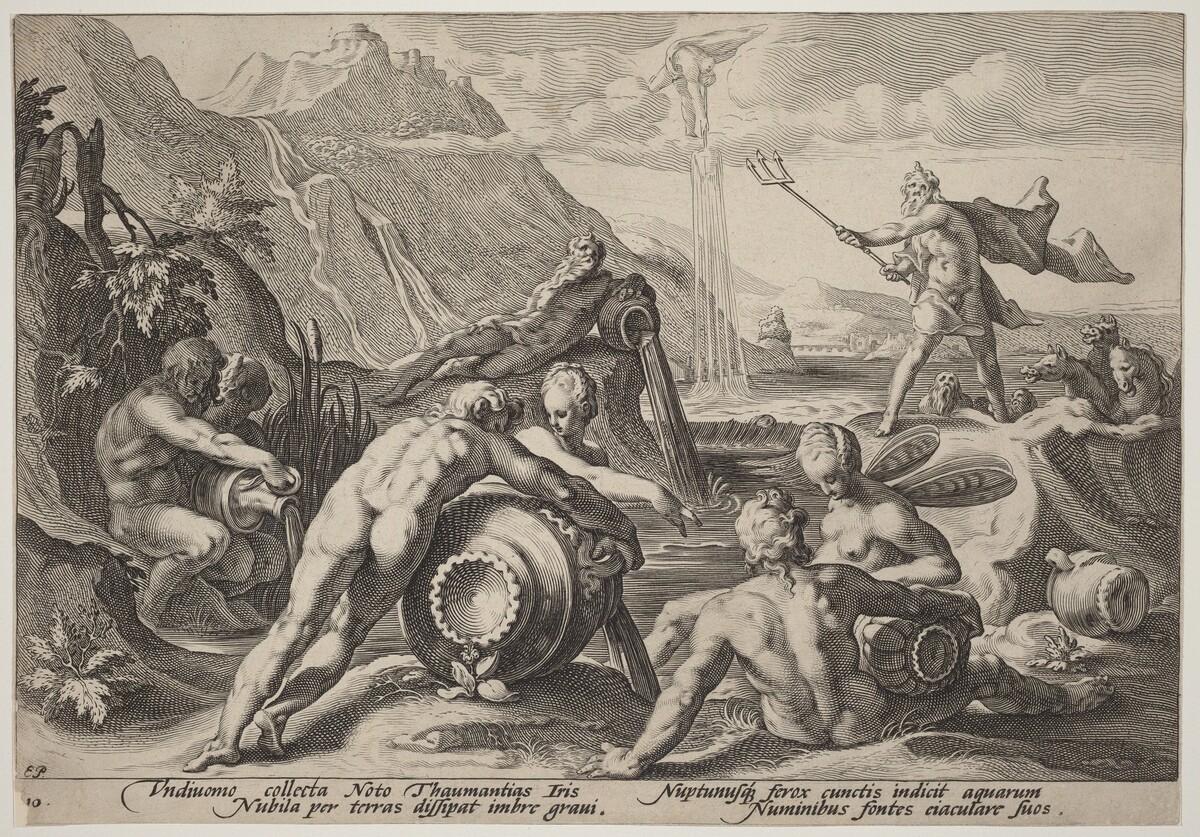 Neptune Plotting the Destruction of Man by Workshop of Hendrick Goltzius, after Hendrick Goltzius