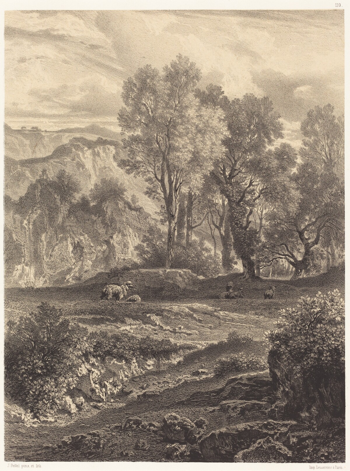 Landscape with Sheep by Jean-Joseph-François Bellel