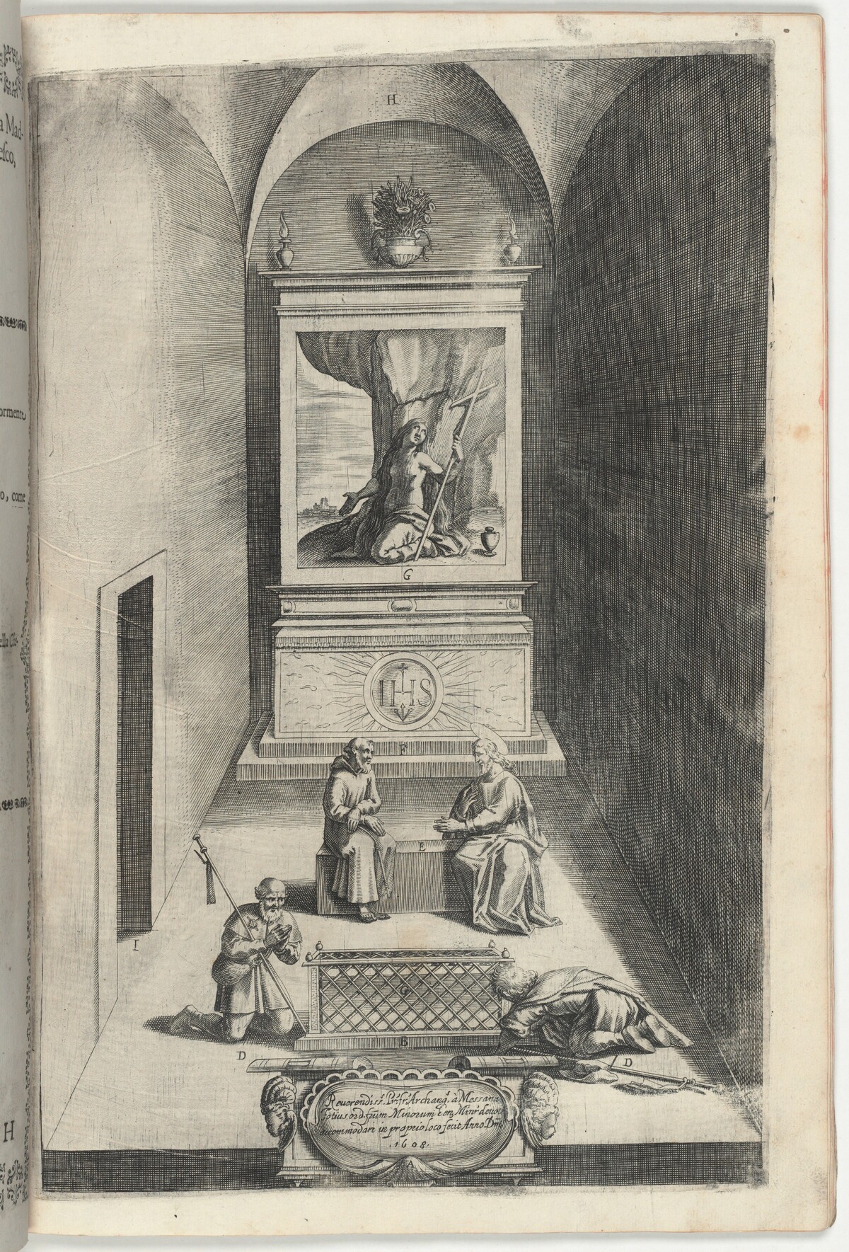 Interior of the Chapel of Mary Magdelene (Interno della cappella della Maddalena) [plate H] by Jacopo Ligozzi (artist), Anonymous engraver possibly Domenico Falcini, Lino Moroni (author)