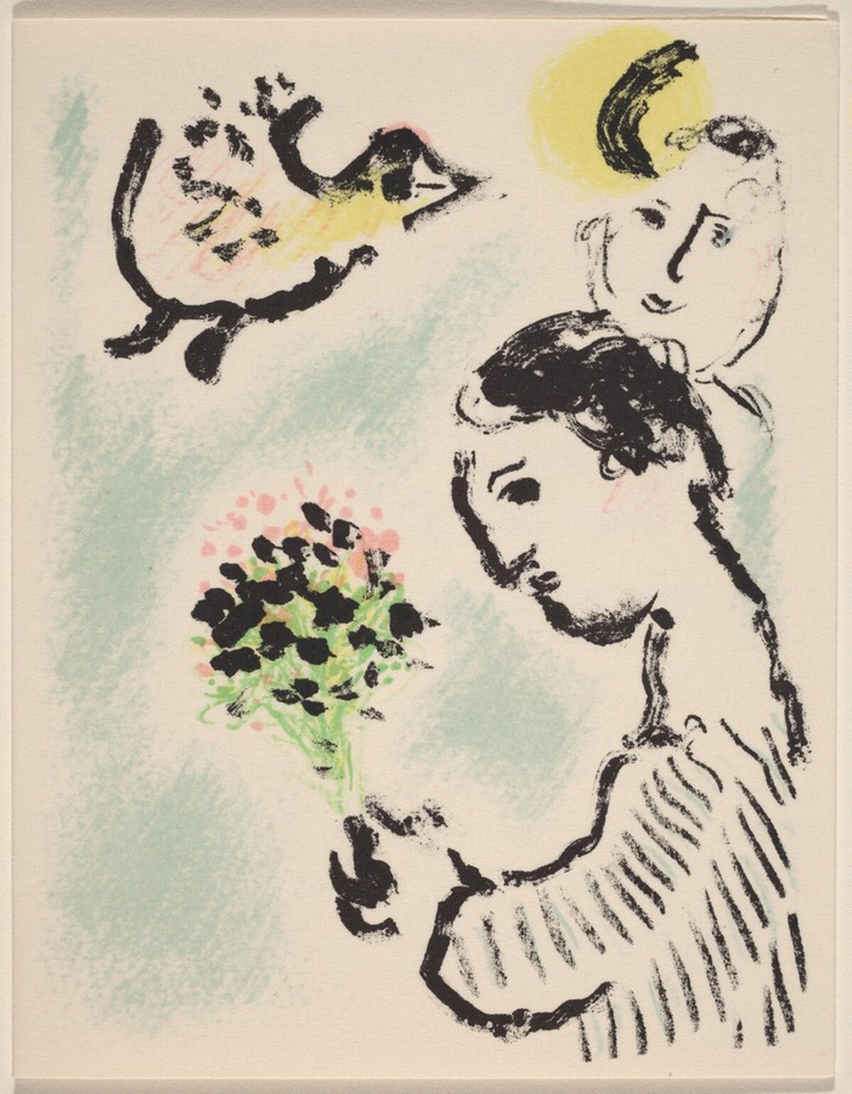 Greeting Card (Man Holding a Bouquet) by Marc Chagall