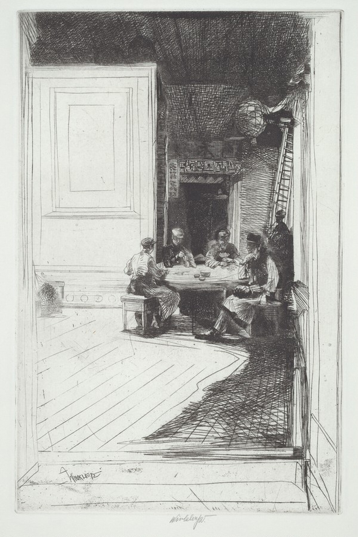 Chinese Card Players (plate C) by John W. Winkler