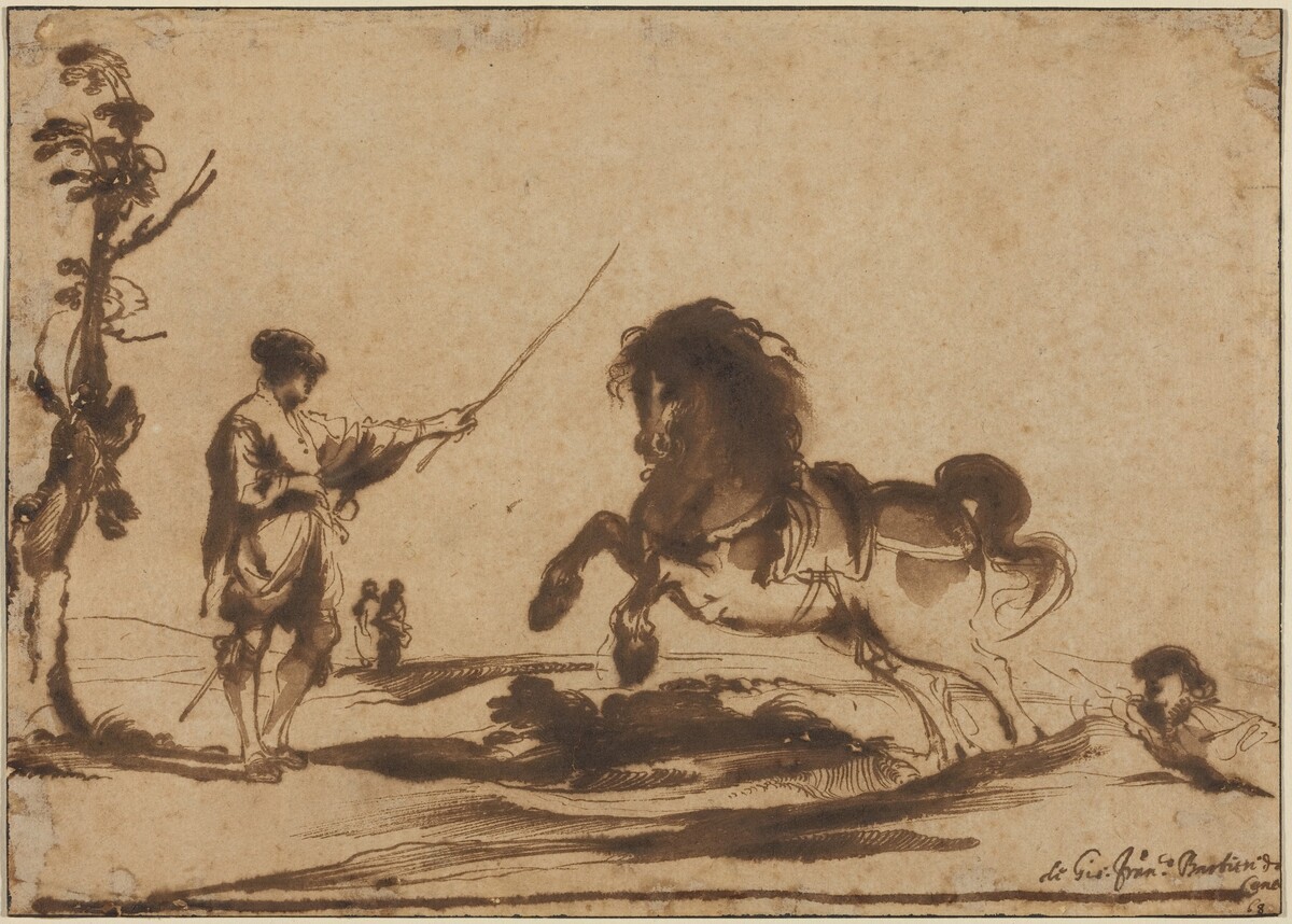 Landscape with the Taming of a Horse by Giovanni Francesco Barbieri, called Guercino