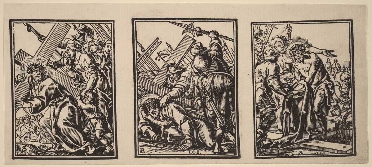Three Scenes on the Road to Calvary by Christoffel Jegher after Anthonis Sallaert