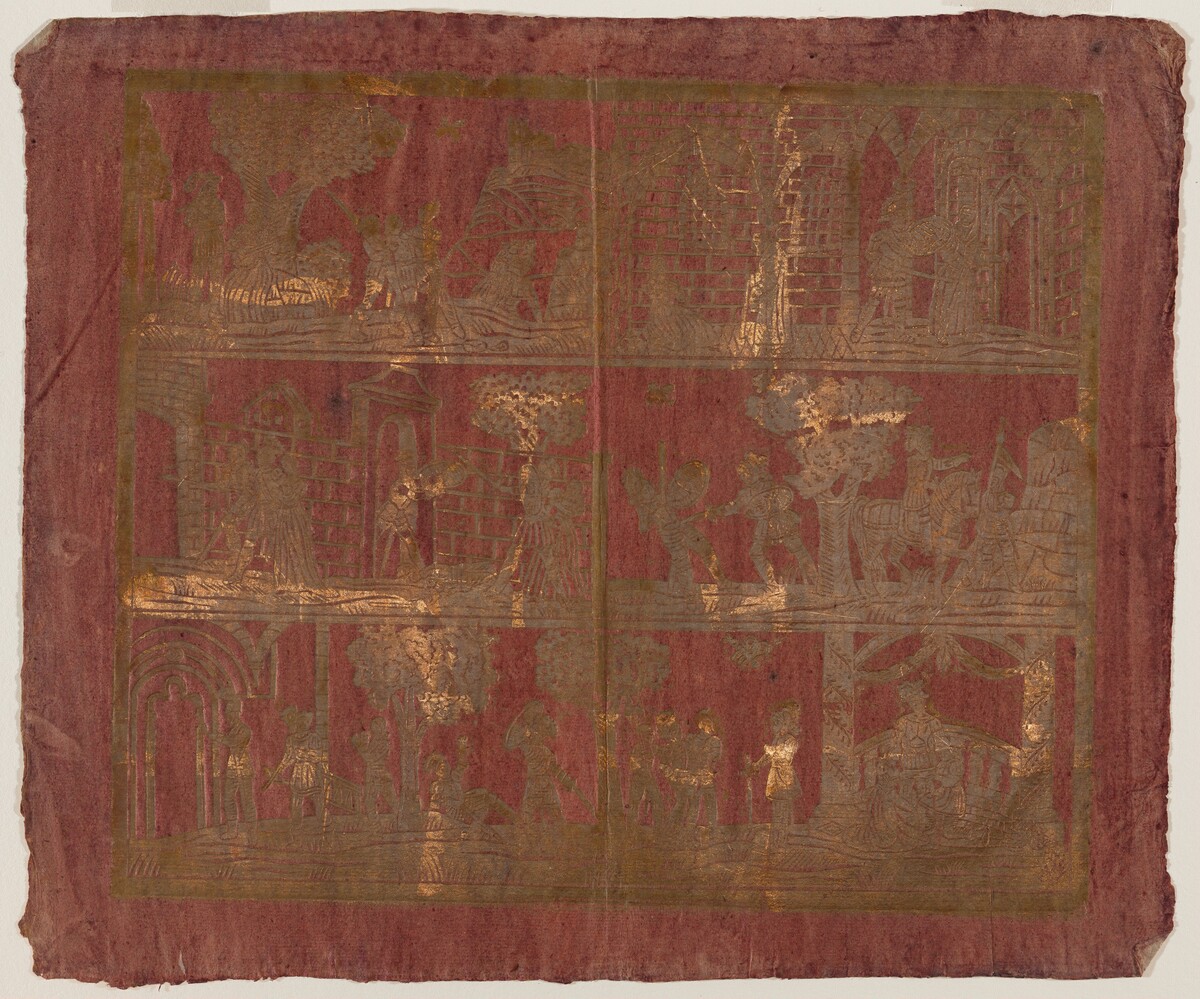 Endpaper with Three Bands of Courtly Scenes by German 18th Century