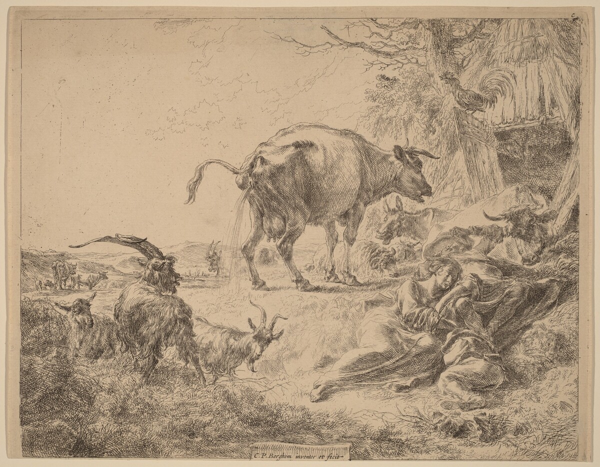 Cow Pissing by Nicolaes Pietersz Berchem