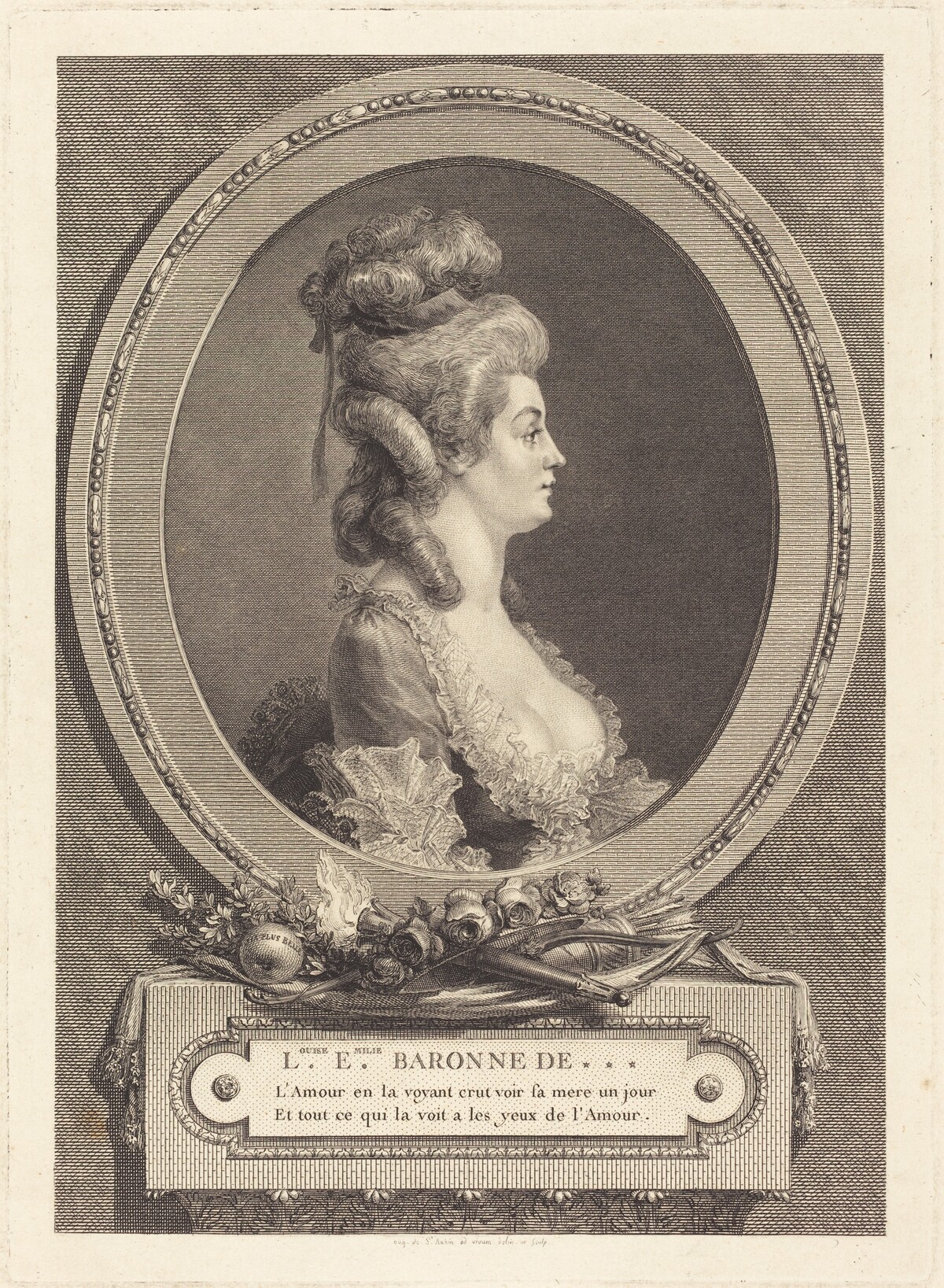 Louise Emilie Baronne de *** by Augustin de Saint-Aubin