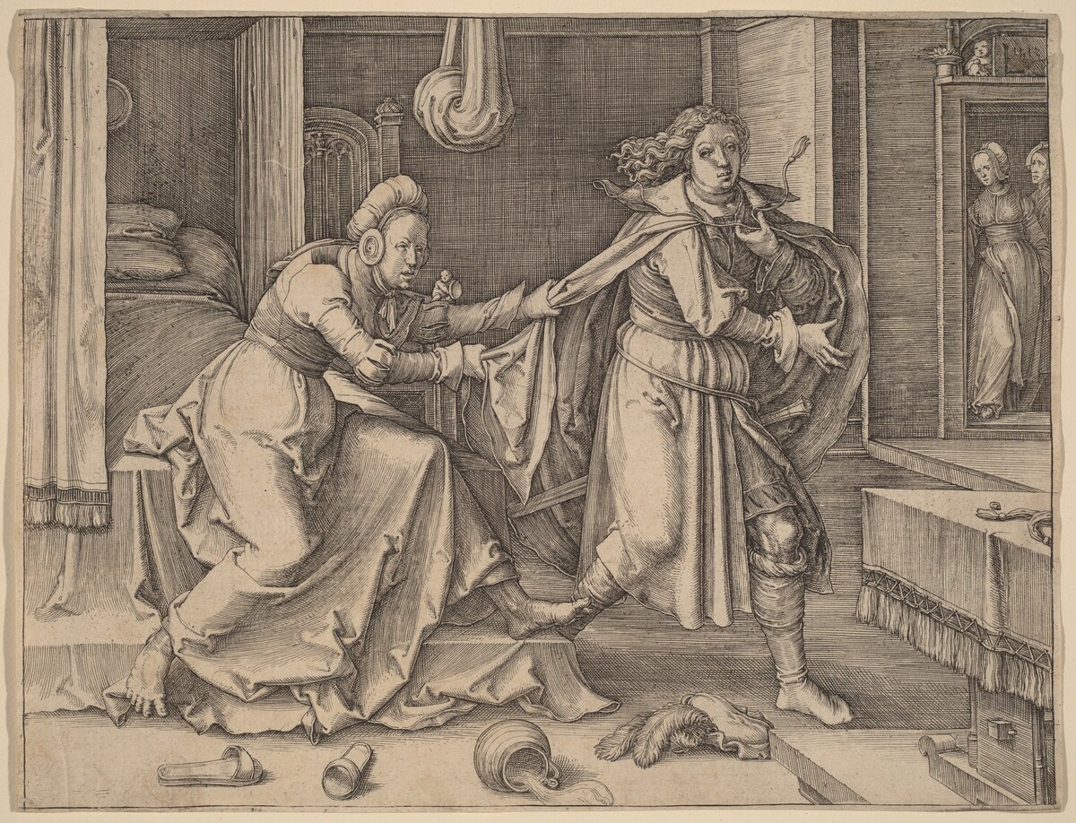 Joseph Escaping Potiphar's Wife by Lucas van Leyden