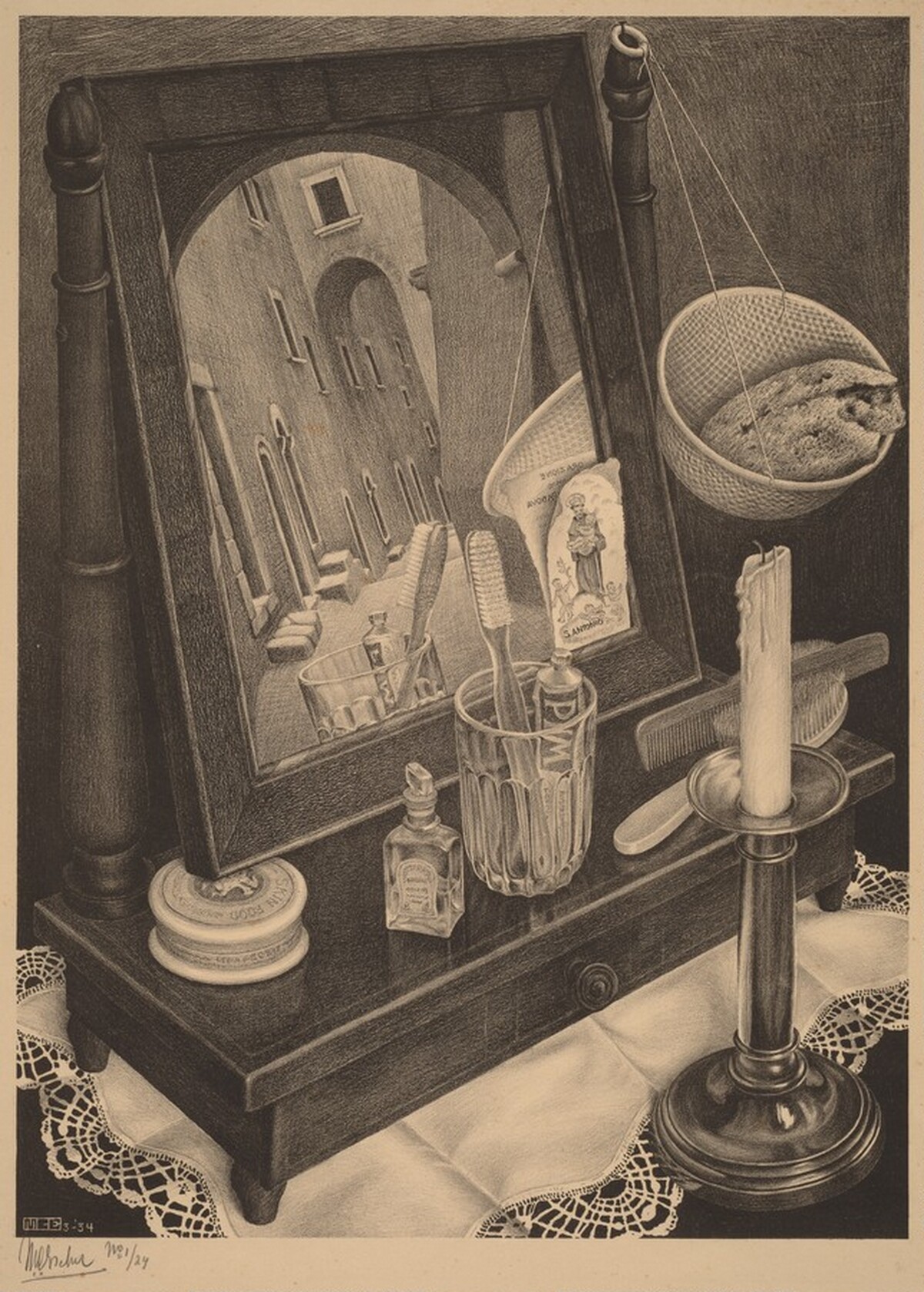 Still Life with Mirror by M.C. Escher