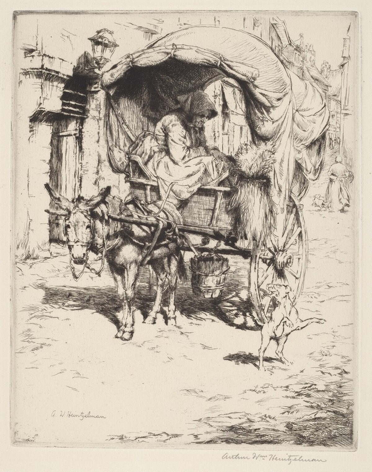 A Donkey Cart in Montmartre by Arthur William Heintzelman