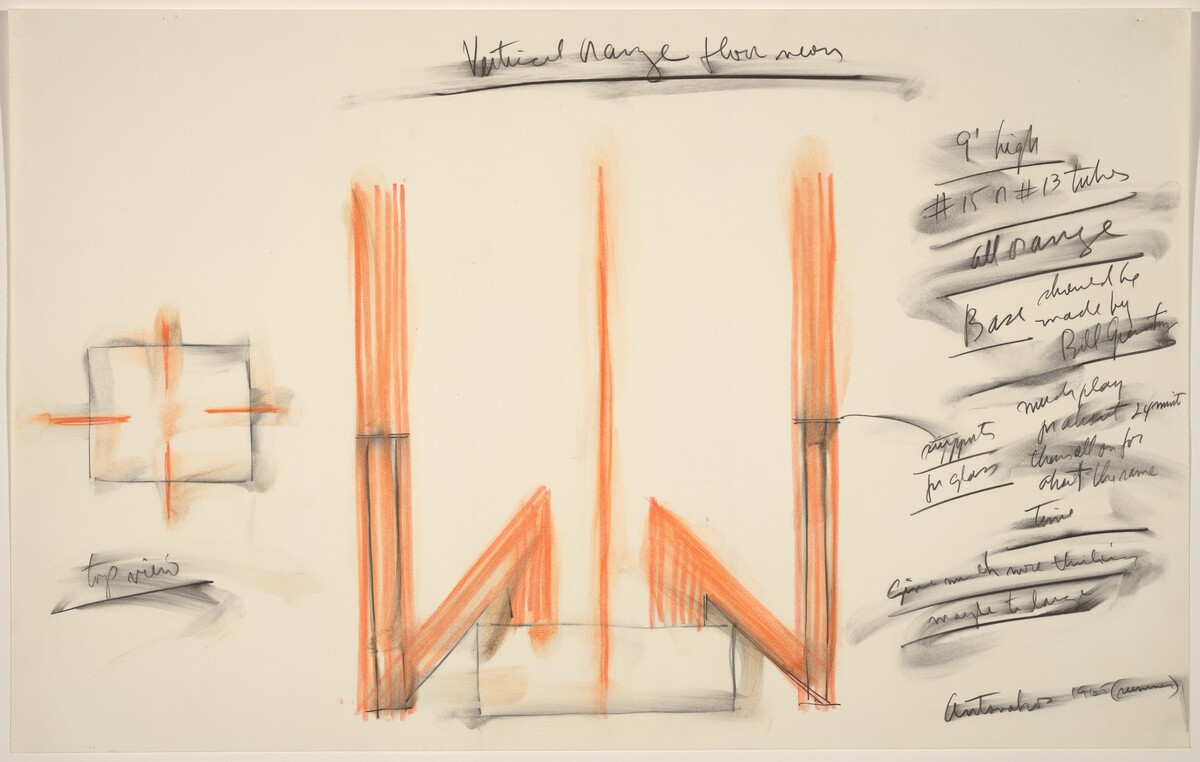 Vertical Orange Floor Neon by Stephen Antonakos