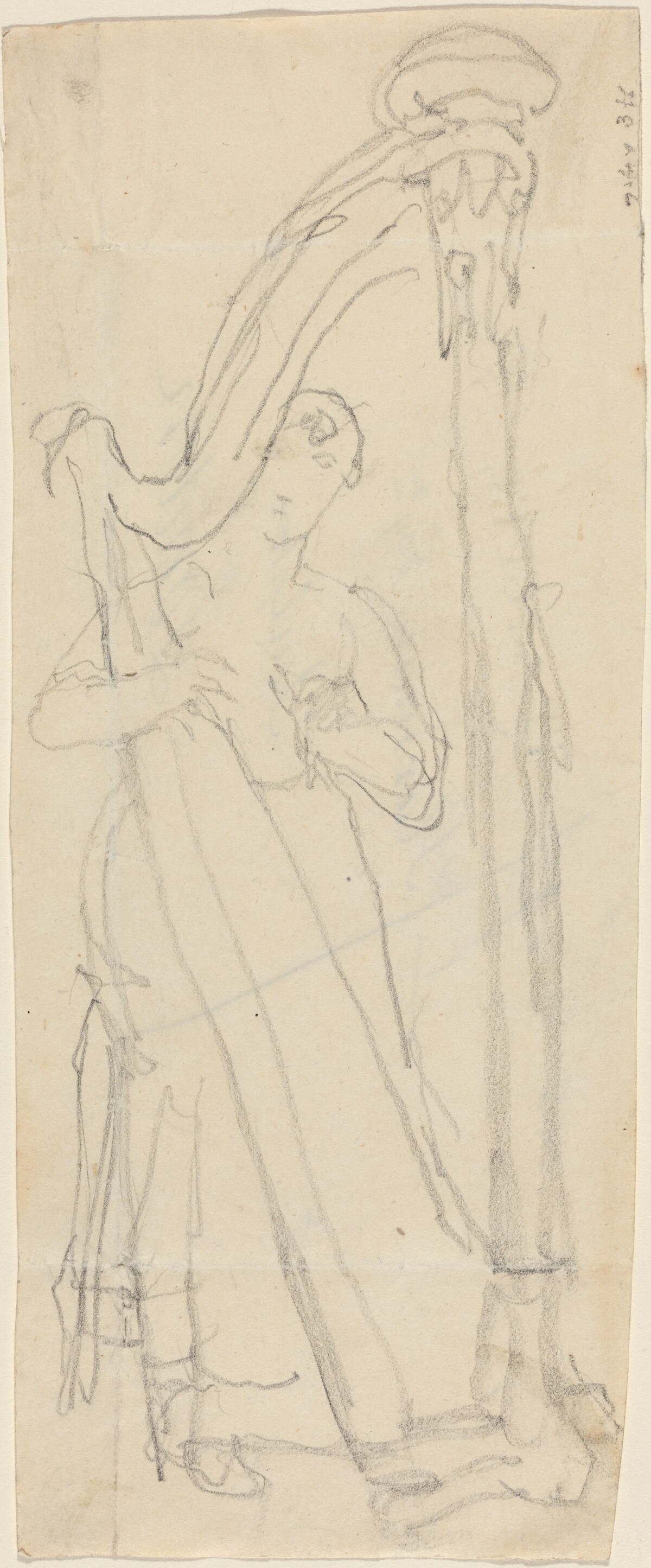Woman Playing a Harp (Lavinia Banks?) by John Flaxman