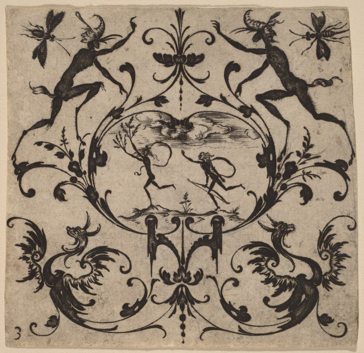 Ornament with Grotesque by Master CR