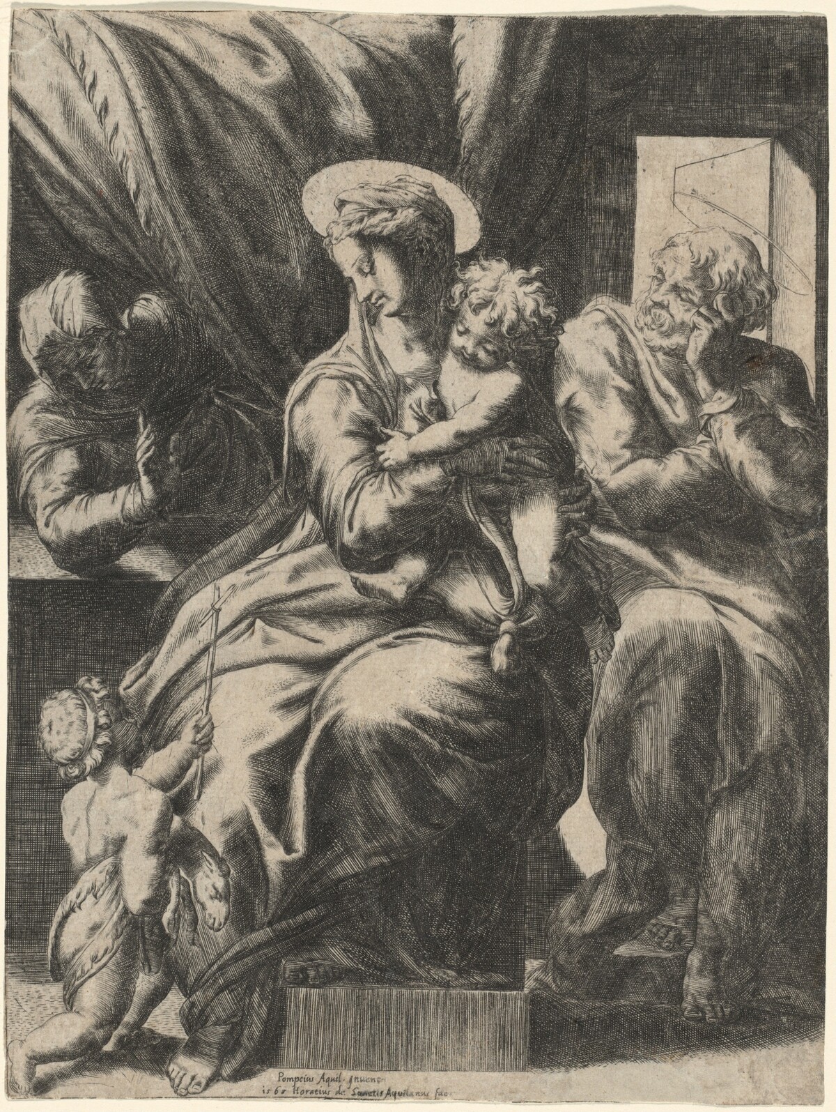 Holy Family with Saint Elizabeth and the Young John the Baptist by Orazio de Santis, after Pompeo Cesura