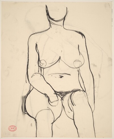 Untitled [front view of a seated female nude]