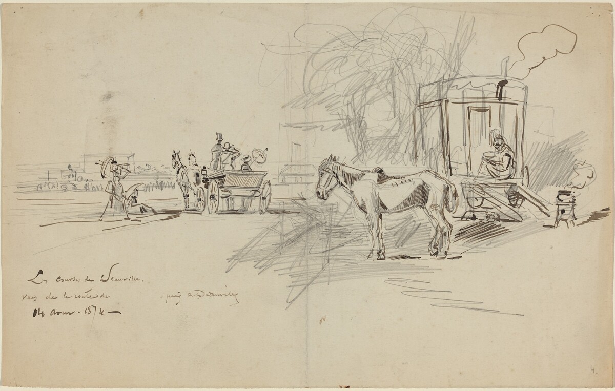 Les Courses de Deauville by Félix-Hilaire Buhot