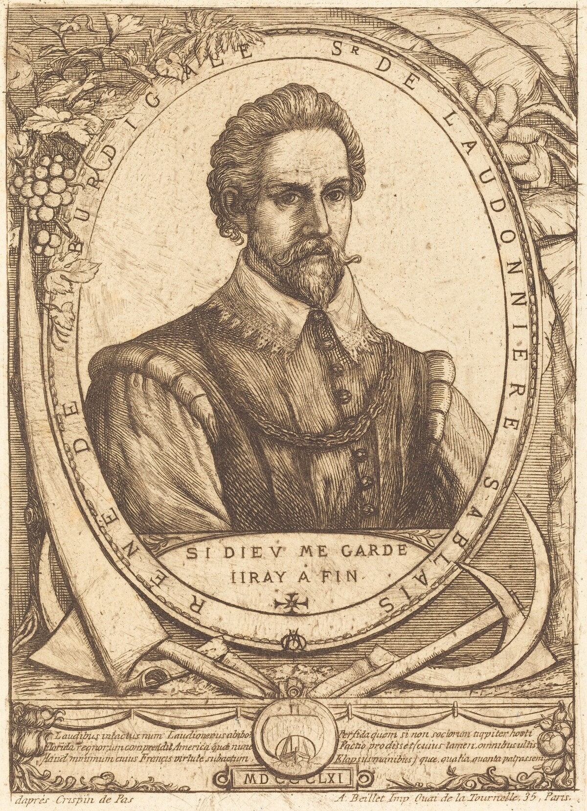 René Laudonnière Sablais (De Burdigale) by Charles Meryon after Crispijn de Passe I
